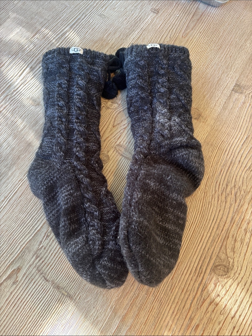 UGG Charcoal Cable-Knit Plush-Lined Socks